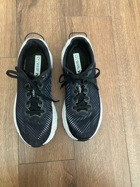 Hoka Women’s Black Athletic Running Shoes size 7 with White Midsole